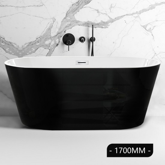 1700x800x580 mm Oval Bathtub Freestanding Acrylic Black Bath tub